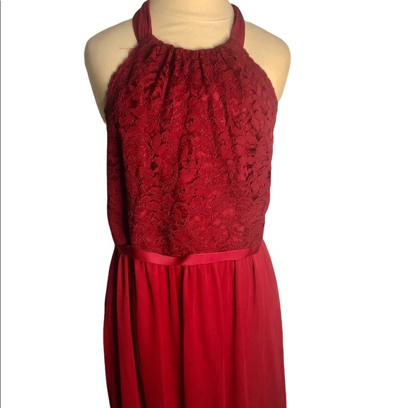 David’s Bridal Lace Candy Apple Red Valentines Color Dress Size 22 - Picture 1 of 12